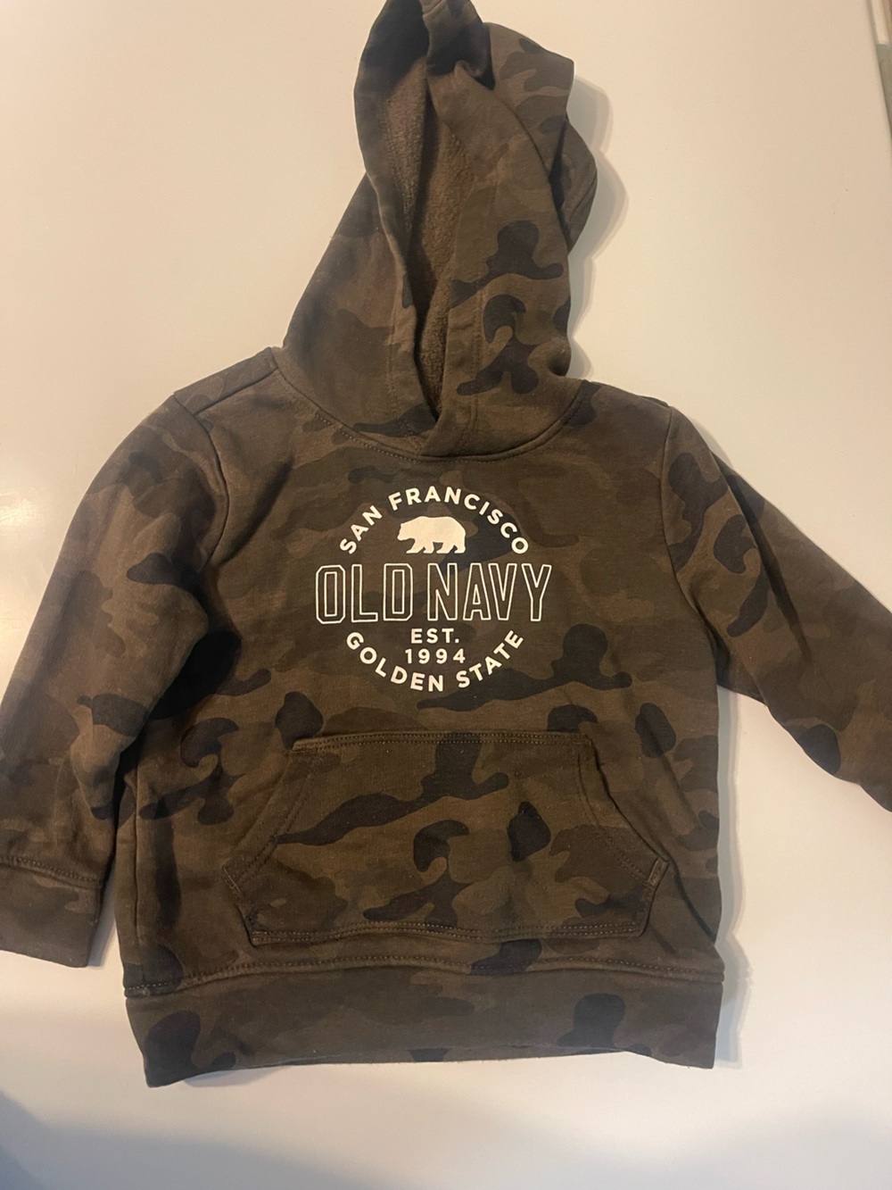 Old Navy Toddler Olive Green Camo Crewneck Hoodie